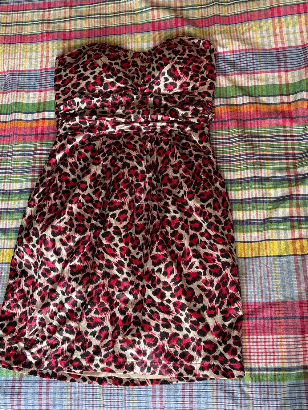 Charlotte Russe Red and Black Leopard Print Satin Dress